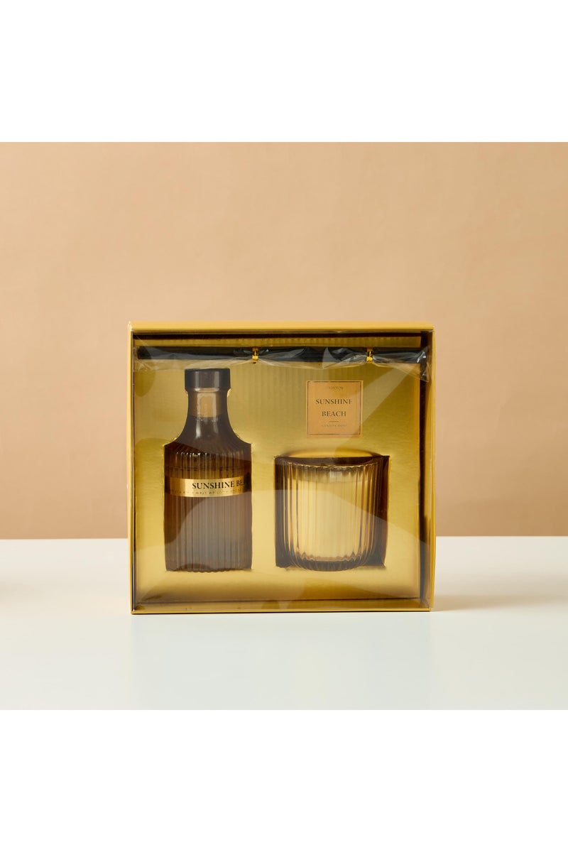 Sunshine Beach Scented Glass Reed Diffuser and Jar Candle Gift Set - Image 2